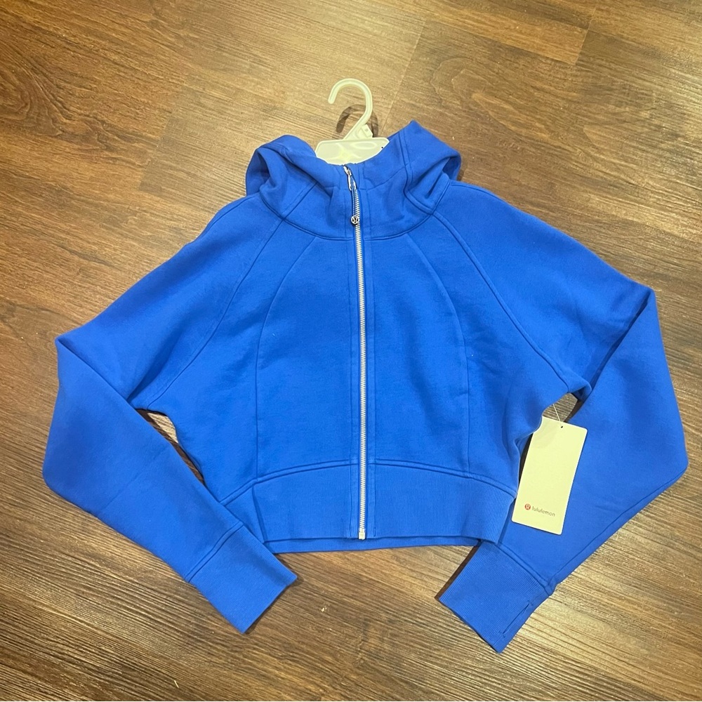 lululemon scuba full zip cropped hoodie jacket size 10 Blue